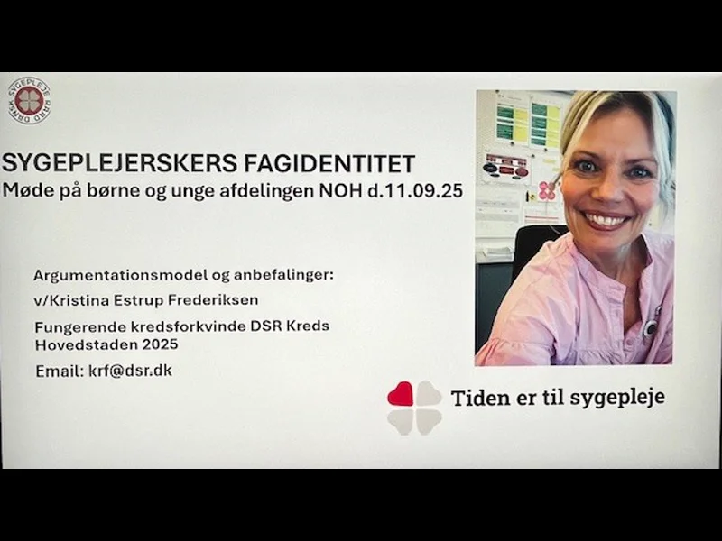 Præsentation om sygeplejerskers fagidentitet og argumentationsmodel ved møde på Nordsjællands Hospital